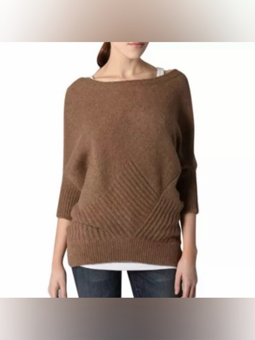 Vince Dolman Sleeve Slouchy Sweater Brown Yak Wool Size Medium - Picture 2 of 13